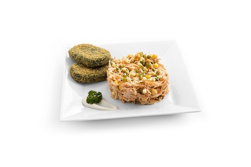 RAW vegan spirulina nugety se salátem